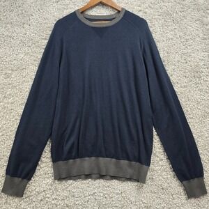 Goodman‎ Mens Wool Blend Pullover Sweater Size L Blue Casual Preppy Repair